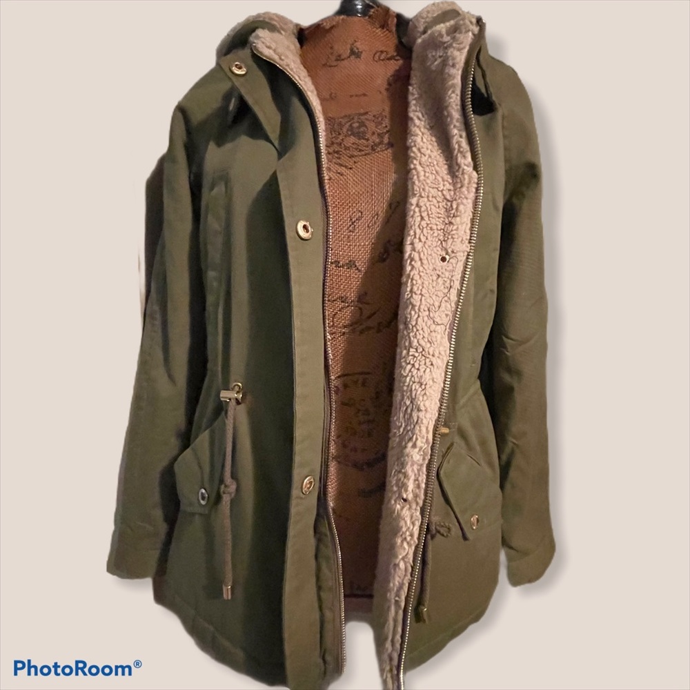 Winter hooded forest green jacket